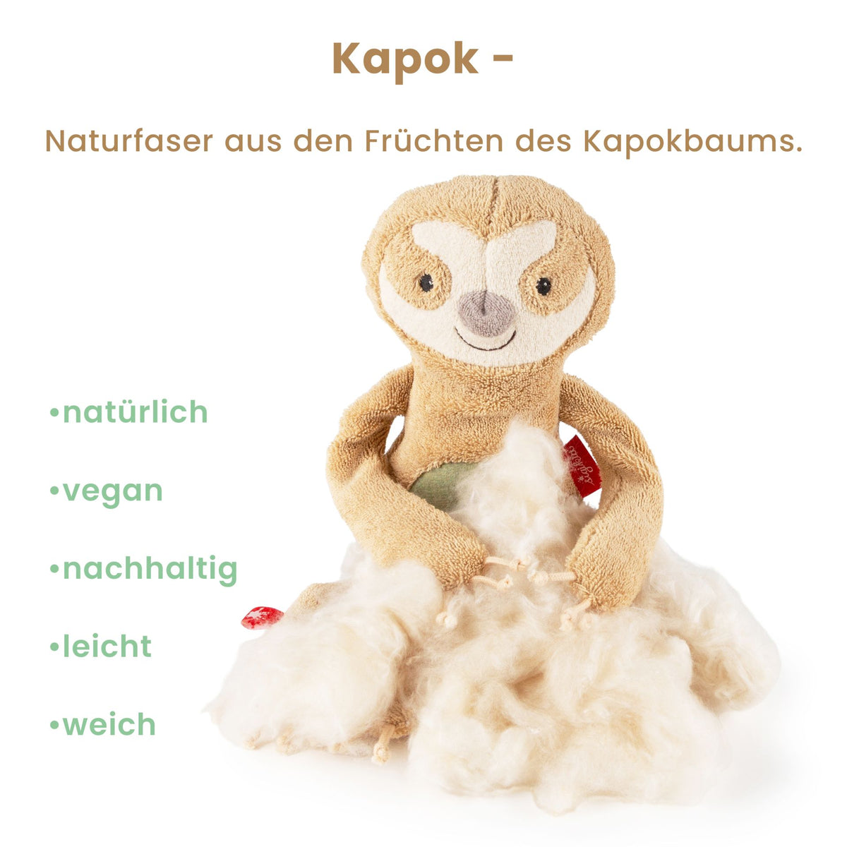 sigikid | Kosedyr, Økologisk Bomull (kbA) - Fyll av Kapokfiber - Plastfri | Dovendyr