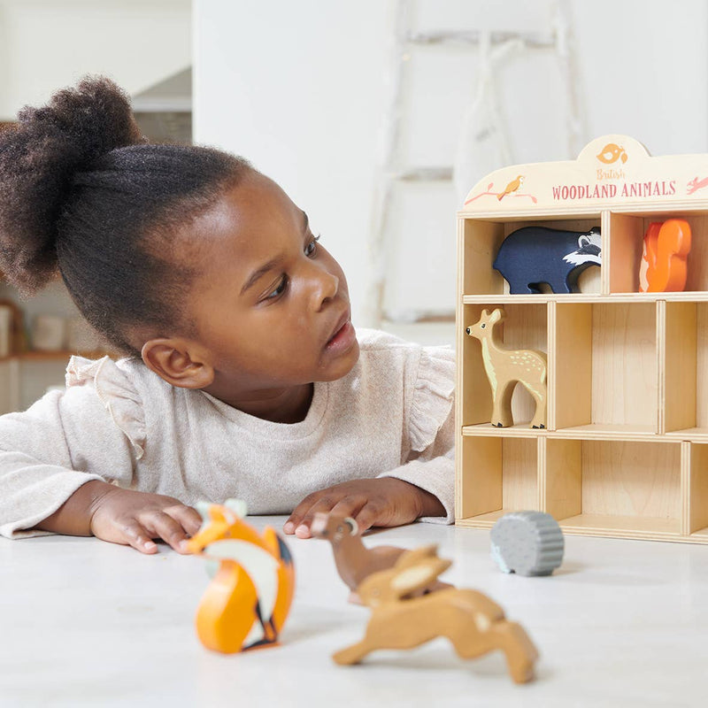 Tender Leaf | Dyrene i Skogen, 8 Dyr med Hylle, "8 Woodland Animals & Shelf" - Plastfri
