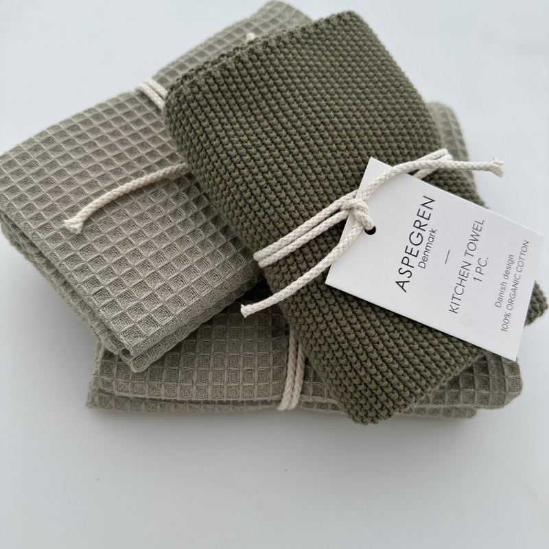Aspegren | Økologiske Kjøkkenkluter 2 pk, Grønn - 28 × 32 cm