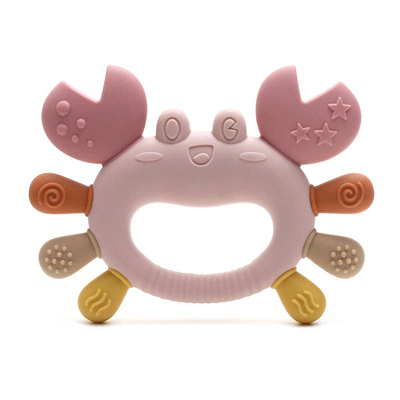 Rammelaartje | Silicone Teething Ring Crab - Pink