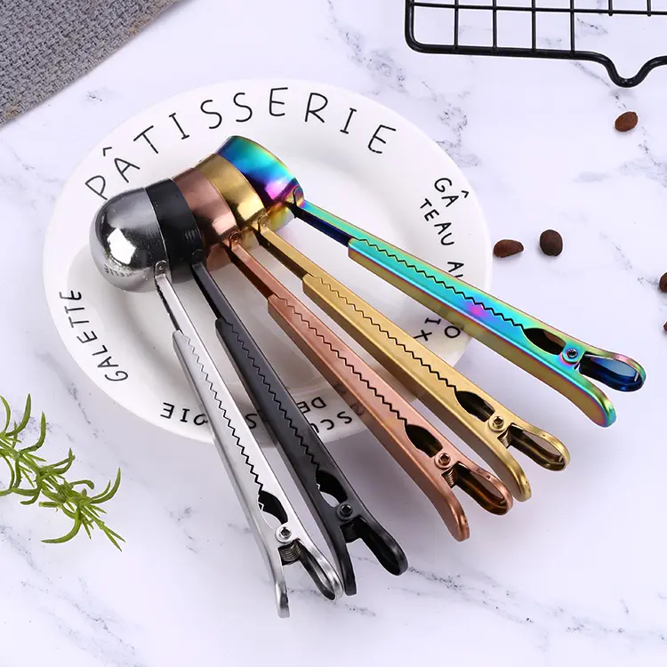 GØLI | Poseklemme i Rustfritt Stål m/Måleskje | Silver