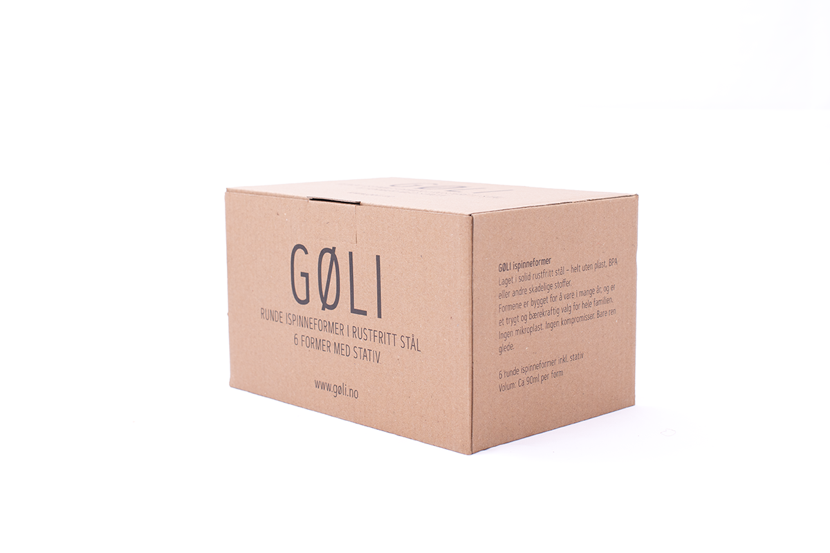 GØLI | Ispinneformer i 100% Rustfritt Stål, 6stk Rund inkl. 120 stk Ispinner