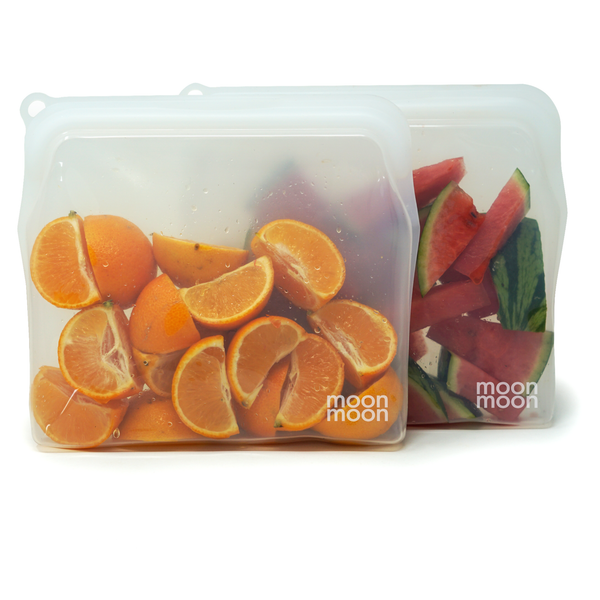 moonmoon | Silikonposer til Matoppbevaring, Gjenbrukbare | 2pk/900ml/Klar
