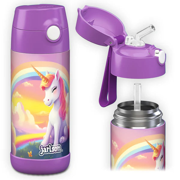Jarlson | Drikkeflaske CHARLI - Plastfri i Matkontakt, 350ml | "Enhjørning 2.0"