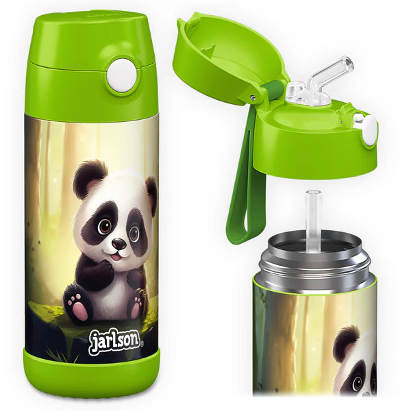 Jarlson | Drikkeflaske i Stål, Isolert, 350ml | "Panda"