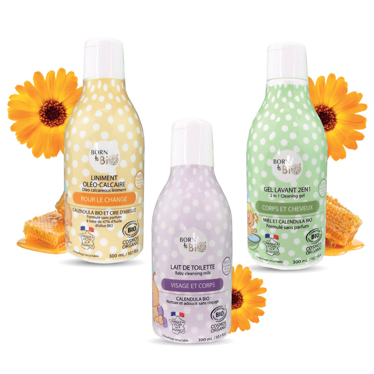 Born to Bio | Bleieskiftvask, Økologisk - Ringblomst, Bivoks og Kalkvann - 47% Olivenolje | 300 ml