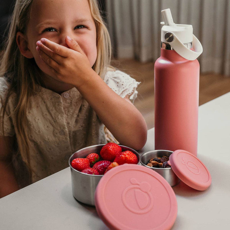 Smikkels | Snackbokser i Rustfritt Stål med Silikonlokk, Blå - 3 deler (110 + 220 + 400 ml)