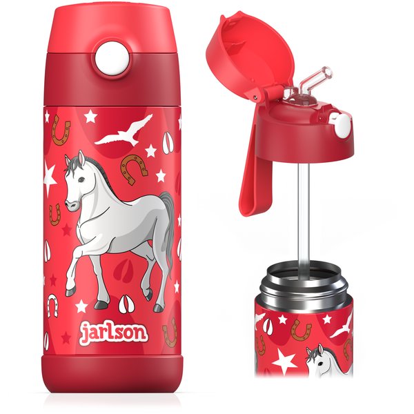 Jarlson | Drikkeflaske for Barn, Charli - Plastfri i Matkontakt, 350ml | "Horse"