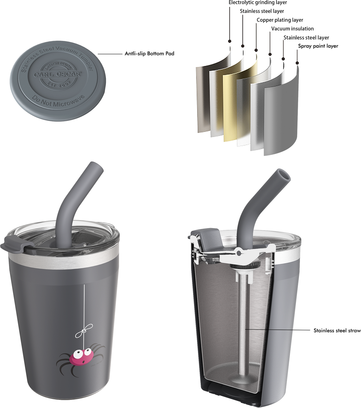 Carl Oscar | TEMP Tumbler™ 0.25 L, Kopp i rustfritt stål - Grey