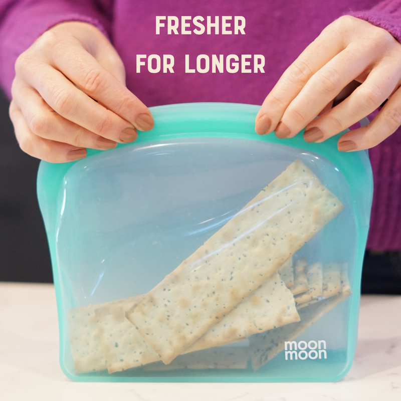 moonmoon | Silikonposer til Oppbevaring, Matlaging m.m. - Plastfri | 3 stk á 600, 1200, 2000 ml (Flerfarget)