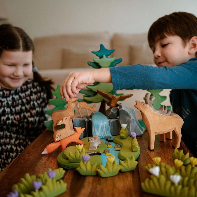 BumbuToys | Sett med Elv, Foss, Mosegrodde Elvesteiner
