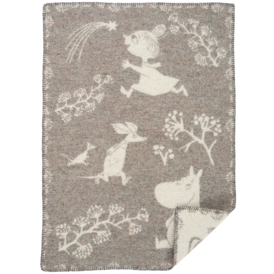 Klippan | Ullfiltpledd baby/barn, Moomin Winterland Grey (65 × 90 cm)