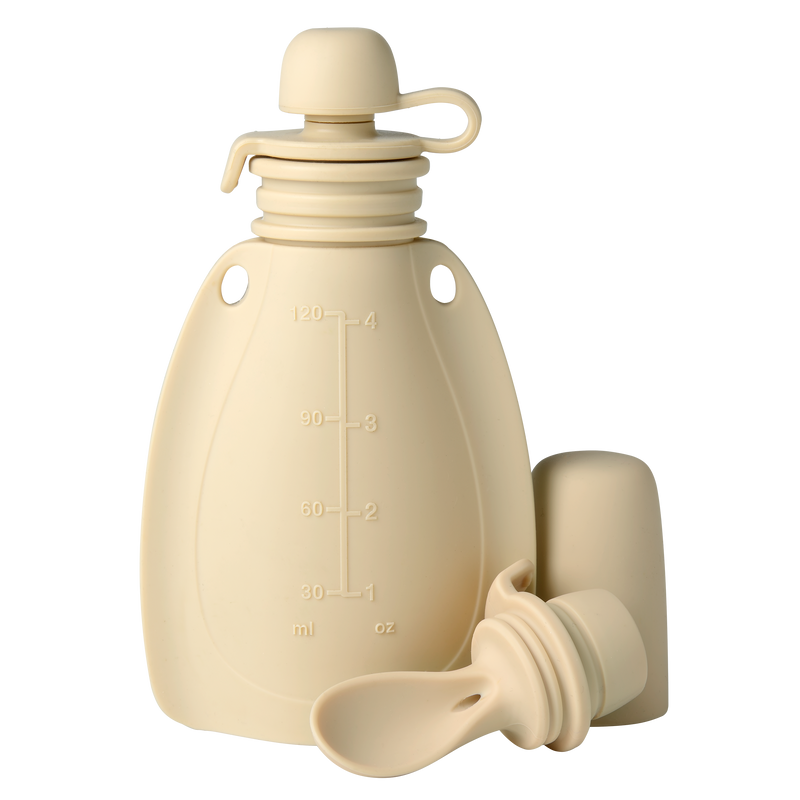 mininor | Klemmepose / Smoothiepose med skje, 120 ml | Soft Rabbit
