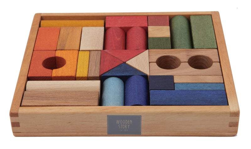 Wooden Story | Treklosser i trebrett – 30 stk (Regnbue)