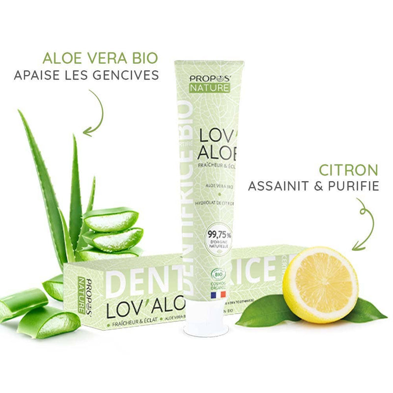 Propos'Nature | Lov’Aloé Økologisk Tannkrem – Aloe Vera & Sitron, fluor­fri (75 ml)