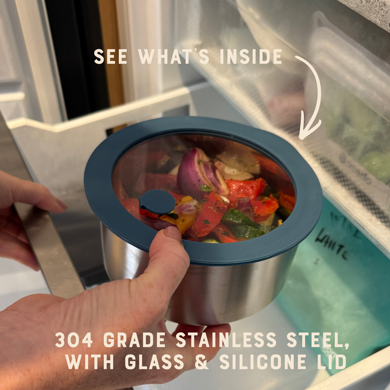 moonmoon | Runde bokser for matoppbevaring, 3 stk med glasslokk