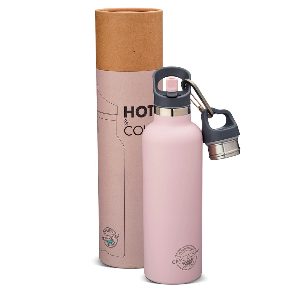 Carl Oscar | TEMPflask, 0.7L, 100% Lekkasjesikker Drikkeflaske i Rustfritt Stål, Rosa
