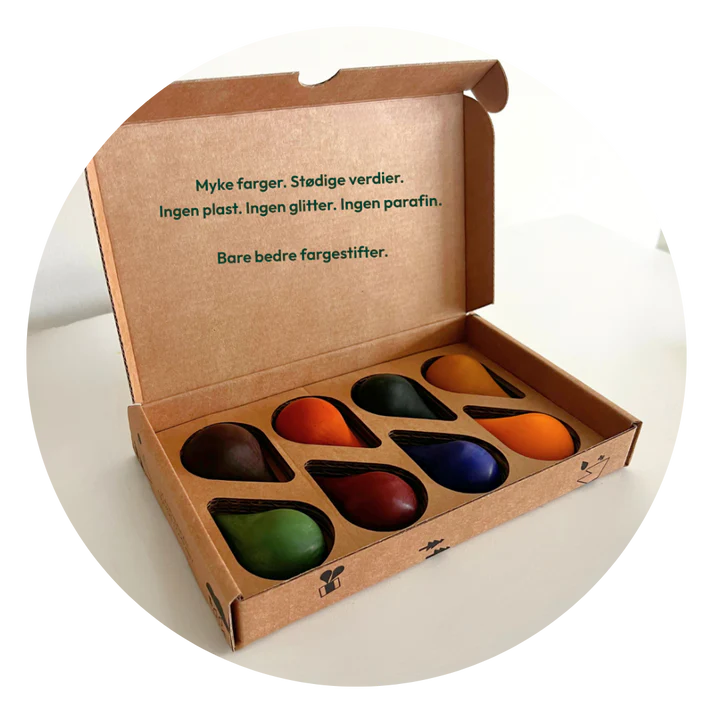 Scandinavian Crayon Company | Fargestifter av Bivoks, Dråpe Jordsett, 8 stk