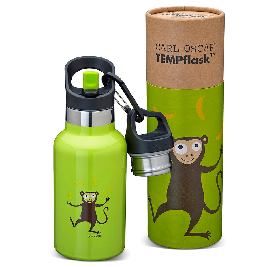Carl Oscar | Kids TEMPflask, 0.35L, 100% Lekkasjesikker | Grønn Apekatt