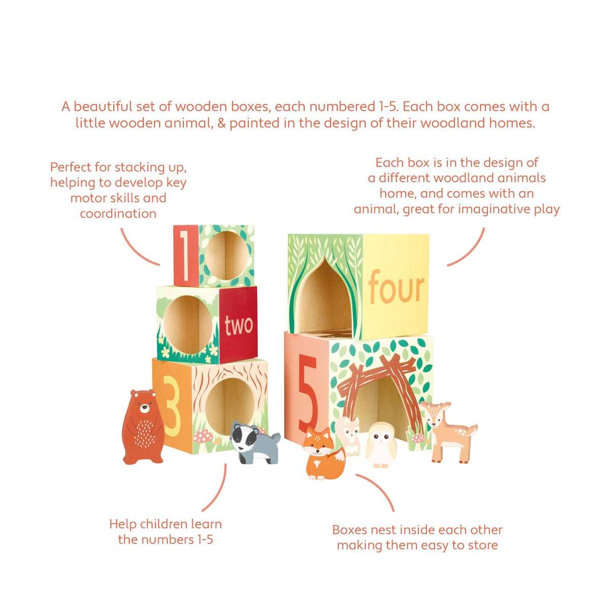 Orange Tree Toys | Stablekuber, Skogsdyr