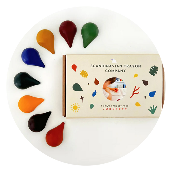 Scandinavian Crayon Company | Fargestifter av Bivoks, Dråpe Jordsett, 8 stk