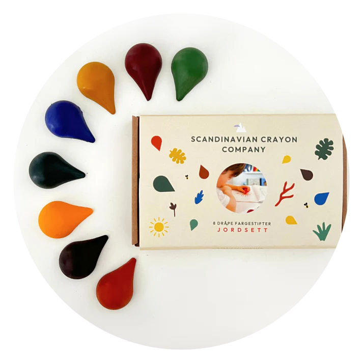 Scandinavian Crayon Company | Fargestifter av Bivoks, Dråpe Jordsett, 8 stk