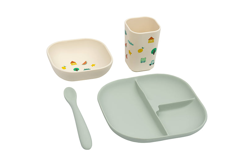the cotton cloud | Silicone Tableware Set: Tiny Bits Wasabi