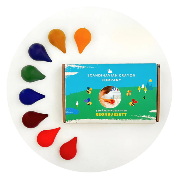 Scandinavian Crayon Company | Fargestifter av Bivoks, Dråpe Regnbue, 8 stk
