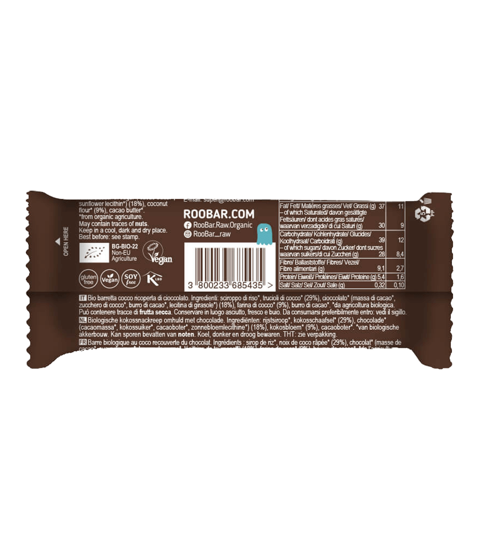 Smart Organic | Økologisk Nøttebar, Kokos med Sjokoladetrekk - 30g