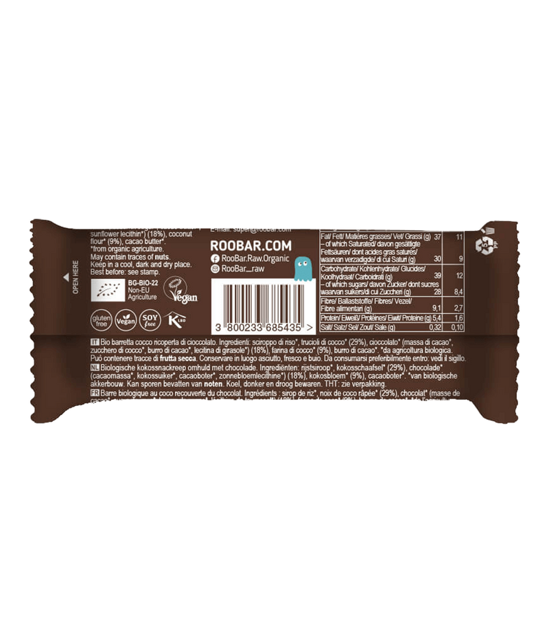 Smart Organic | Økologisk Nøttebar, Kokos med Sjokoladetrekk - 30g