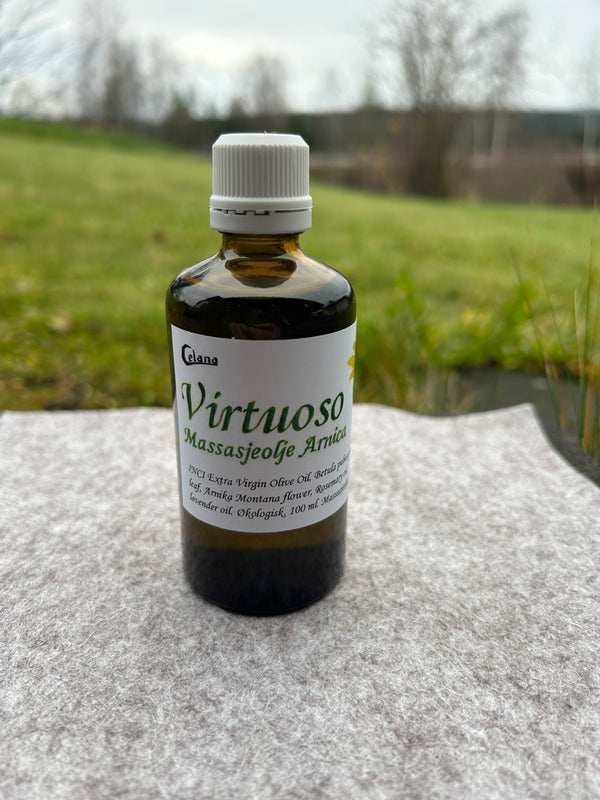 Celana | Massasjeolje Virtuoso, med Arnica | Økologisk, 100ml