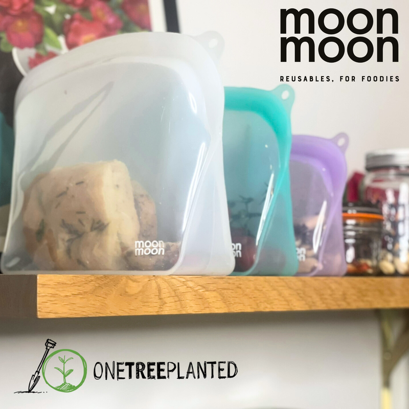moonmoon | Silikonposer til Oppbevaring, Matlaging m.m. - Plastfri | 3 stk á 600, 1200, 2000 ml (Flerfarget)