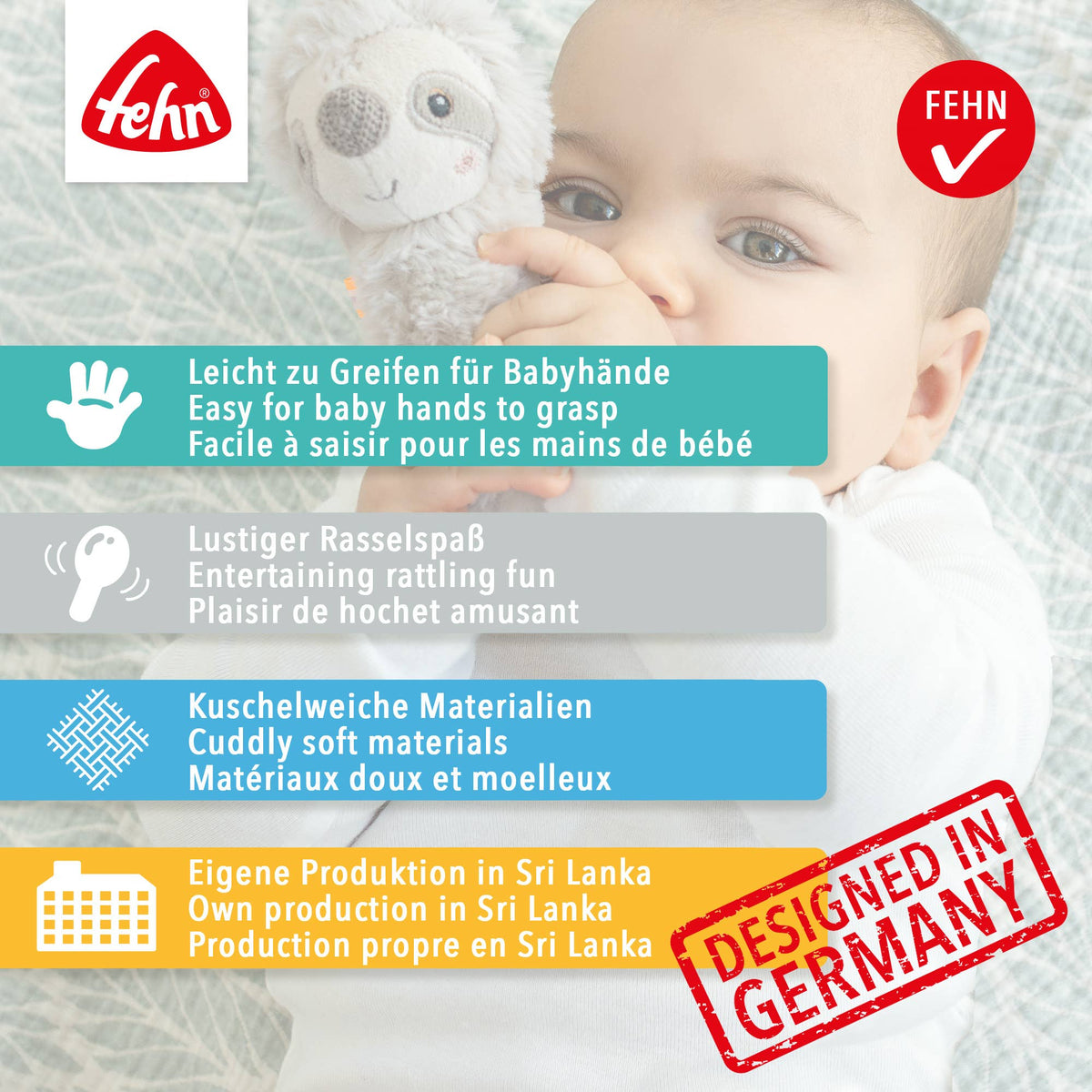 Fehn | Gripeleke med Rangle i 100% Økologisk Bomull | Hund