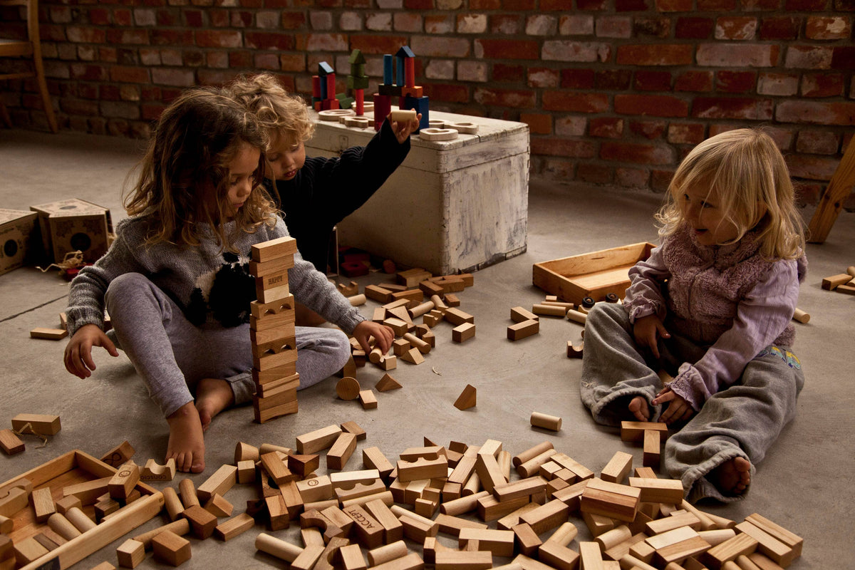 Wooden Story | Treklosser i trebrett – 30 stk (Lyst tre)