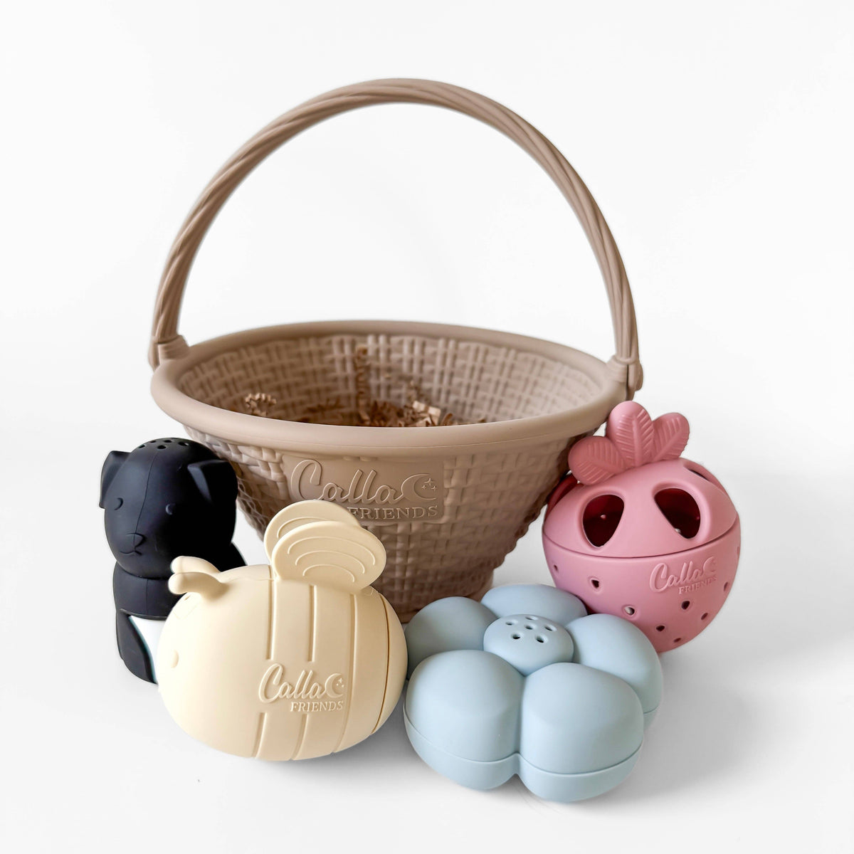 Calla & Friends | Jordbærhage badeleker i silikon – 5 deler