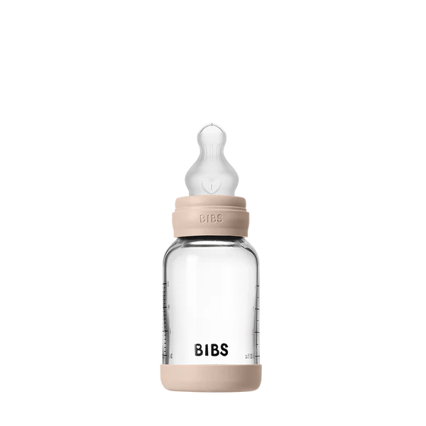 BIBS | Glasståteflaske, 120ml, LFGB-sertifisert Silikon | Blush
