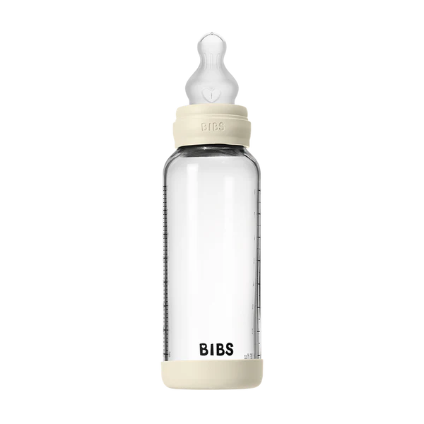 BIBS | Glasståteflaske, 240ml, LFGB-sertifisert Silikon | Ivory