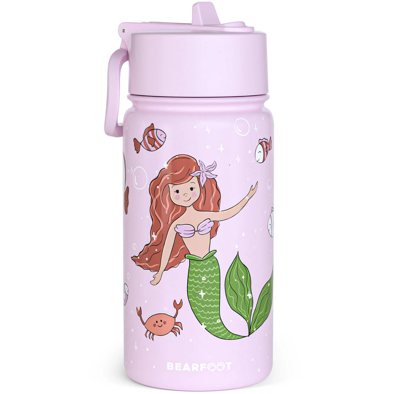 BEARFOOT | Drikkeflaske i Rustfritt Stål, Lokk og Drikketut i PP, 400ml | Havfrue