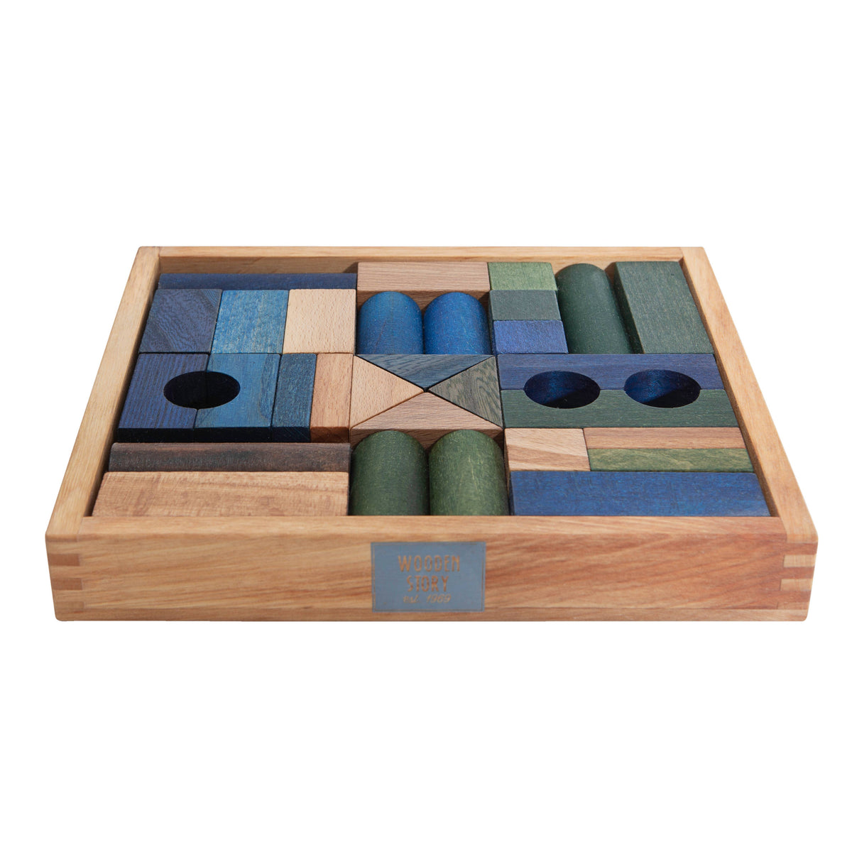 Wooden Story | Treklosser i trebrett – 30 stk (Blå)