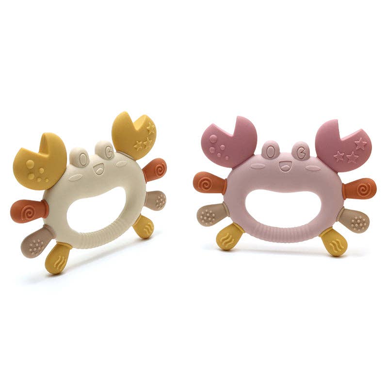 Rammelaartje | Silicone Teething Ring Crab - Pink