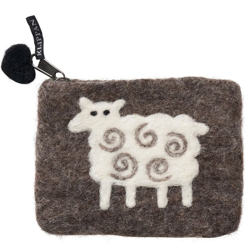 Klippan | Håndfiltet lommebok i ull, Sheep