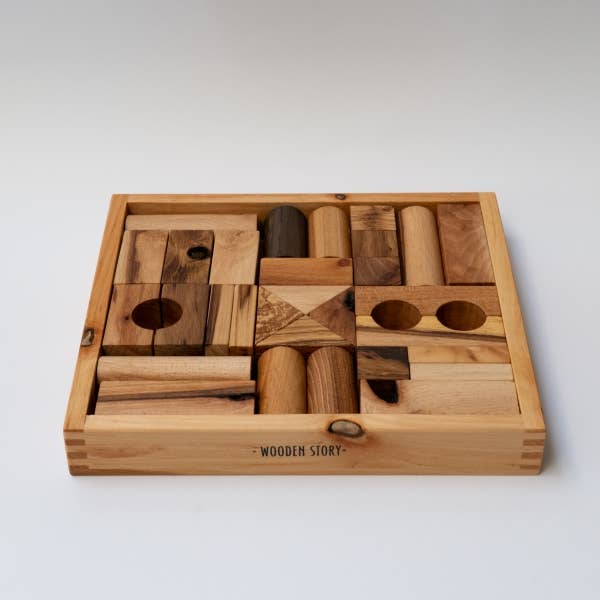 Wooden Story | Treklosser i trebrett – 30 stk (mørk natur)