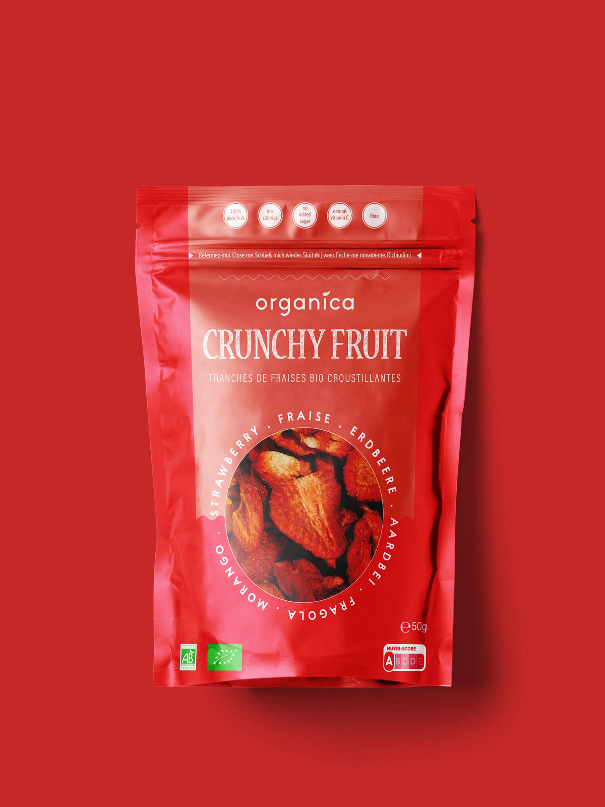 Organica | Økologiske Jordbær, Frysetørret, 100% Ren Frukt | 50g ~ 500g