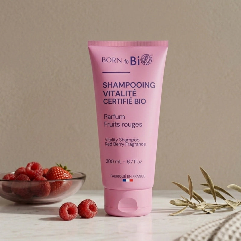 Born to Bio | Shampo, Økologisk, Kokos & Bringebæreddik | 200 ml