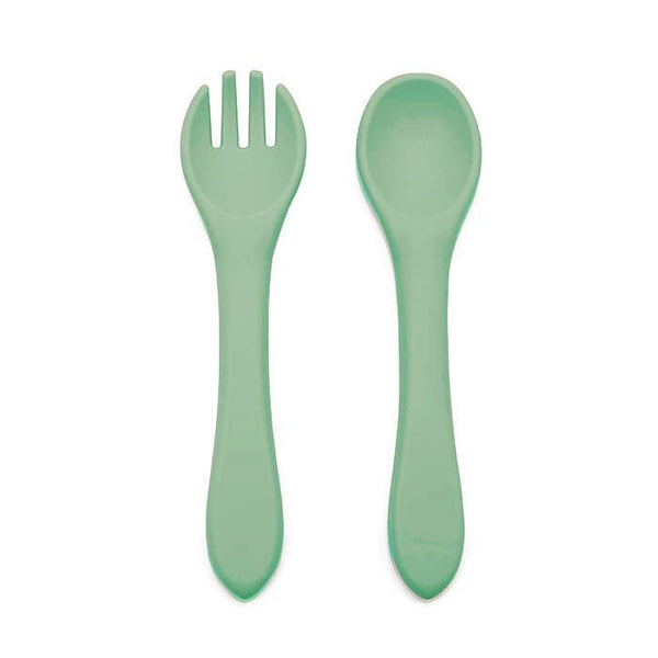 Summerville Organic | Gaffel og skje i 100% silikon | Cameo Green