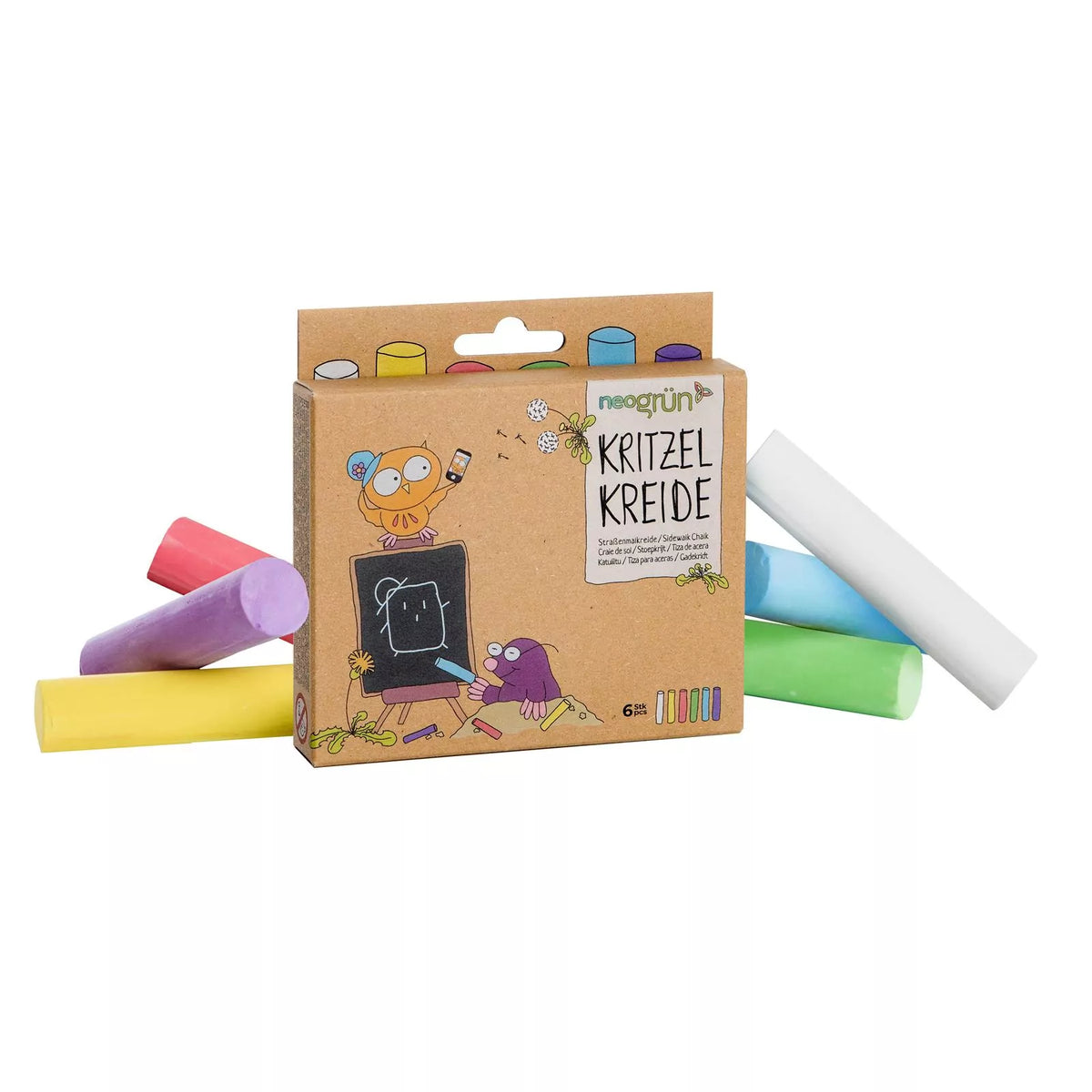 neoGRÜN | Scribble Chalk Gatekritt, Tegnekritt 6 pk