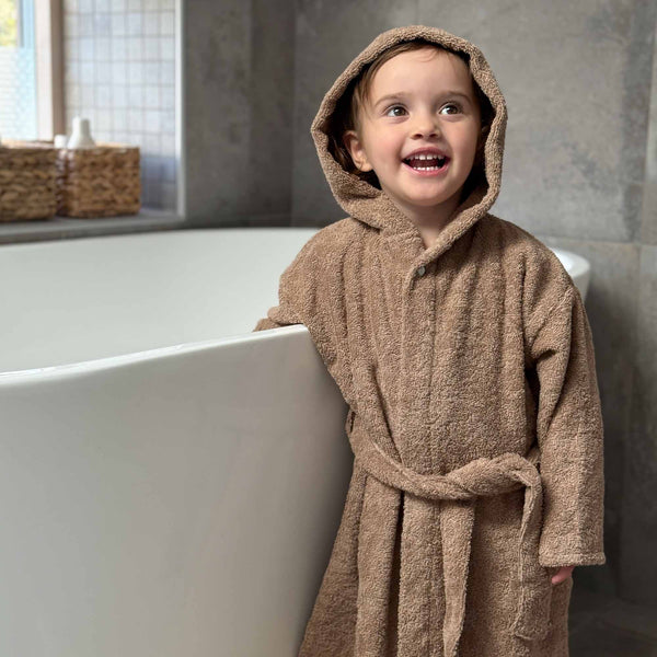 Summerville Organic | Bade-/Morgenkåpe  – Warm Taupe (1–2 år)