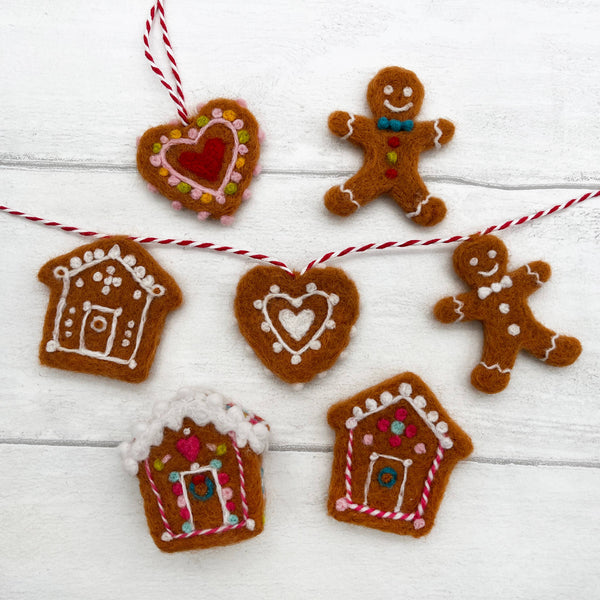 Bergin & Bath | Nål & Filt Sett, Pepperkake Juledekorasjoner