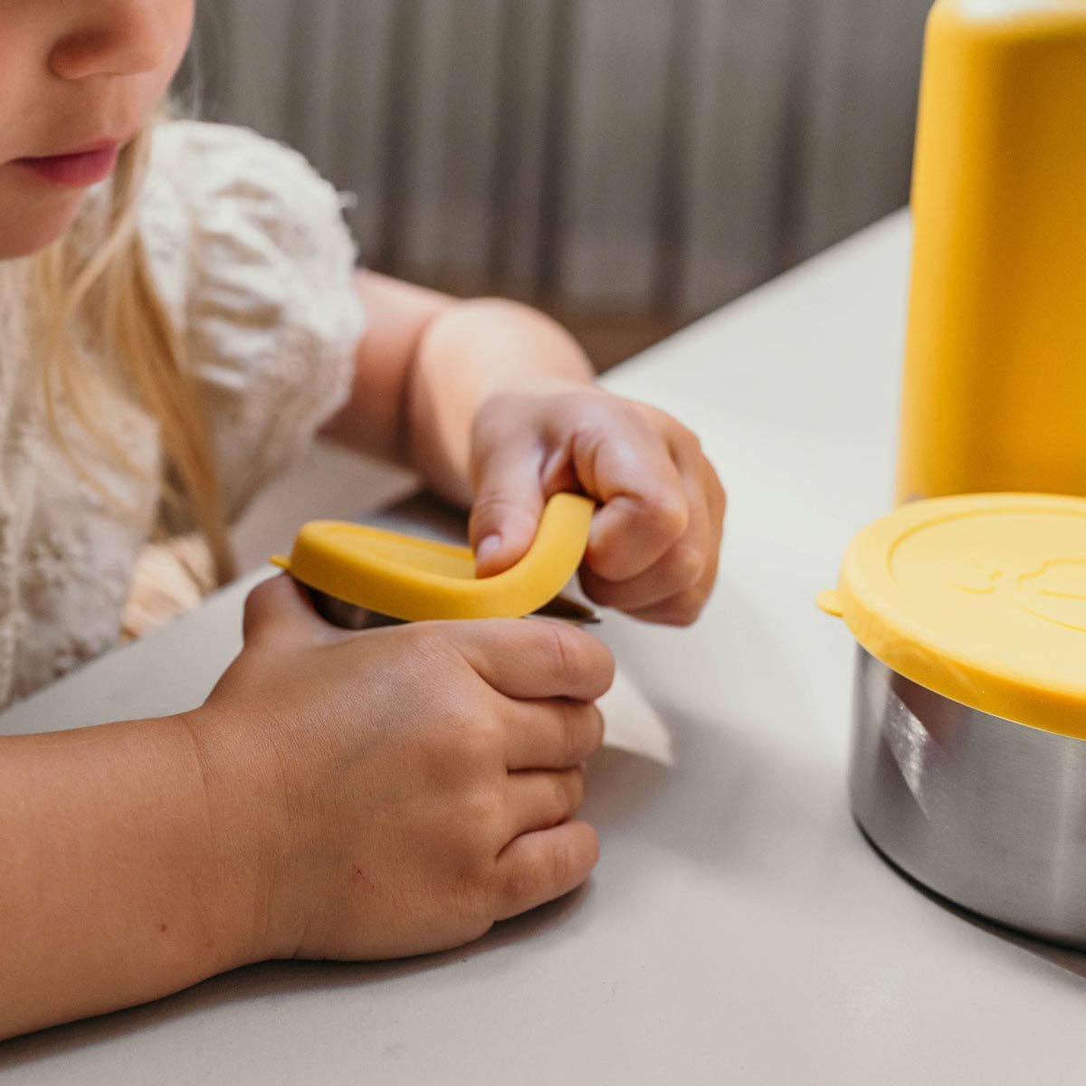 Smikkels | Snackbokser i Rustfritt Stål med Silikonlokk, Blå - 3 deler (110 + 220 + 400 ml)