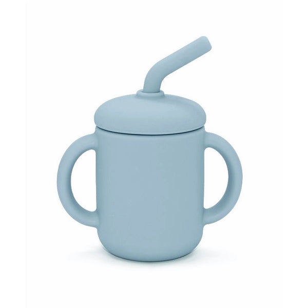 Summerville Organic | Silikonkopp med sugerør, LFGB-sertifisert | Stone Blue